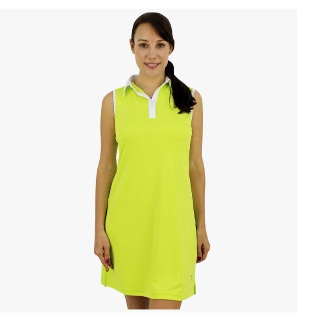 SAVALINO Jennifer Polo Sports Dress - Sleeveless Golf & Tennis Dress Lime 2XL